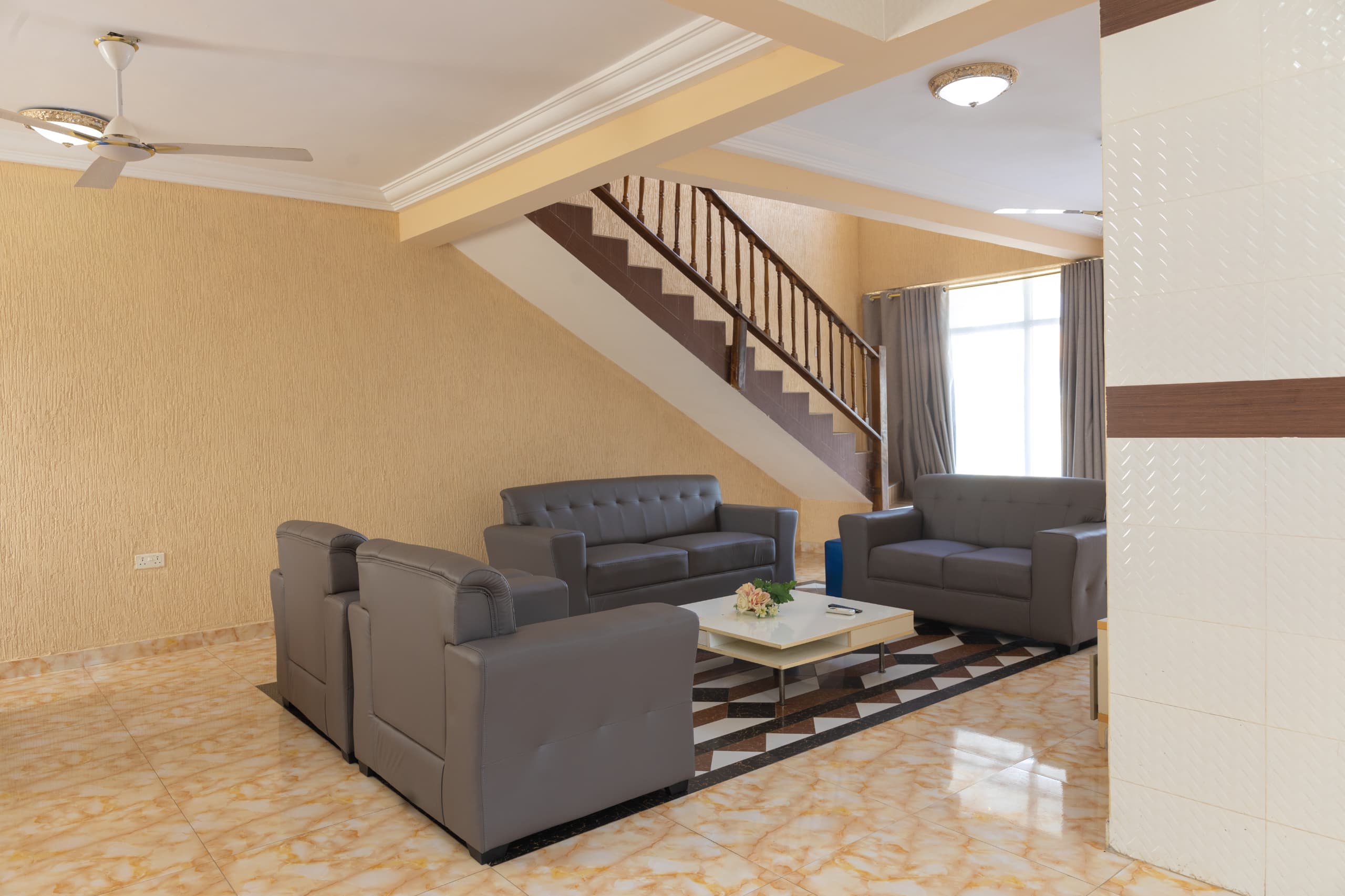 Multi-level interior with stairs